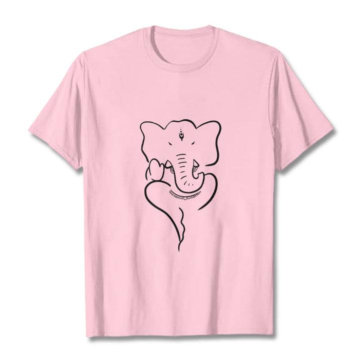 Buddha Stones T-Shirt mit Ganesh-Elefanten-Skizzenmuster - Hellrosa - 2XL - image 12
