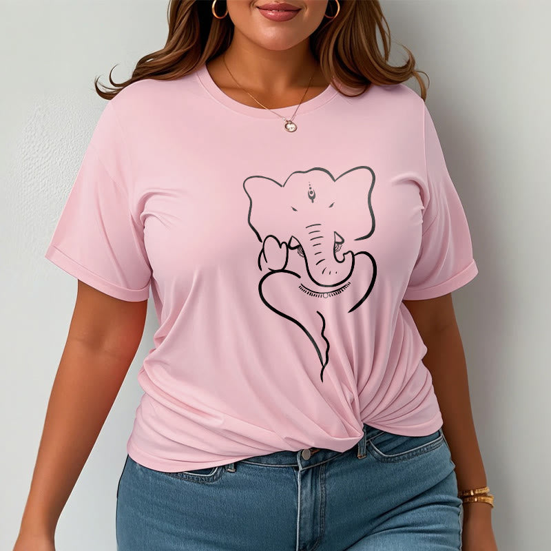 Buddha Stones T-Shirt mit Ganesh-Elefanten-Skizzenmuster - image 13