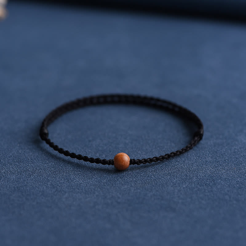 Buddha Stones, natürliche Pfirsichholzperle, zur Abwehr böser Geister, geflochtenes Armband