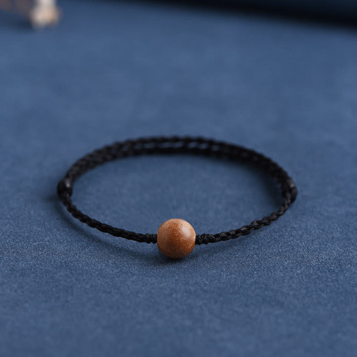 Buddha Stones, natürliche Pfirsichholzperle, zur Abwehr böser Geister, geflochtenes Armband