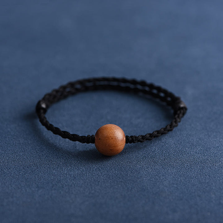 Buddha Stones, natürliche Pfirsichholzperle, zur Abwehr böser Geister, geflochtenes Armband