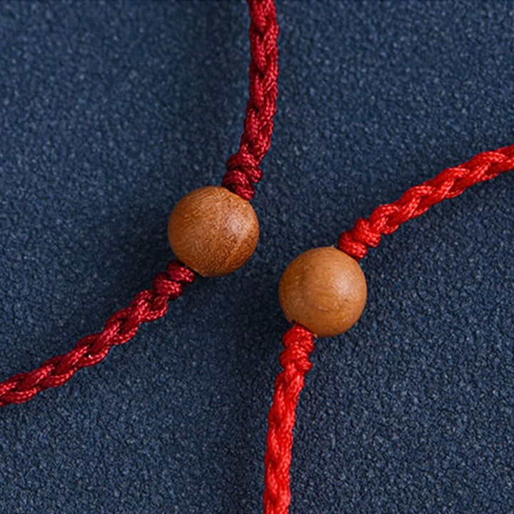 Buddha Stones, natürliche Pfirsichholzperle, zur Abwehr böser Geister, geflochtenes Armband