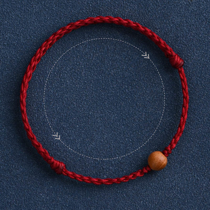 Buddha Stones, natürliche Pfirsichholzperle, zur Abwehr böser Geister, geflochtenes Armband