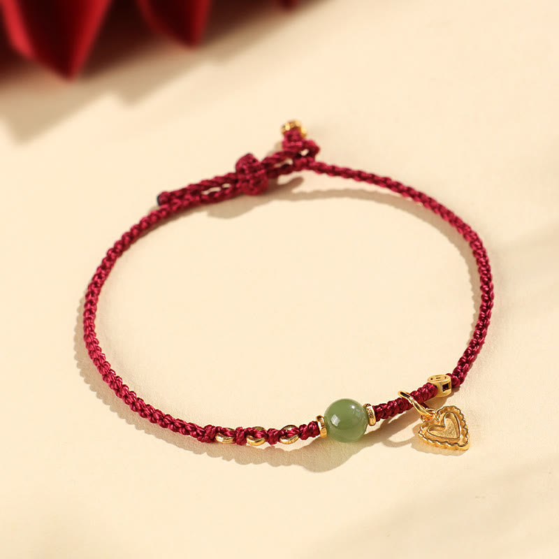 Buddha Stones 925 Sterling Silber Hetian Jade Perle Kupfer Münze Liebe Herz Charm Glück Armband - image 10