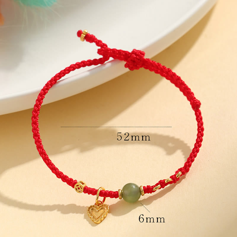 Buddha Stones 925 Sterling Silber Hetian Jade Perle Kupfer Münze Liebe Herz Charm Glück Armband - image 5