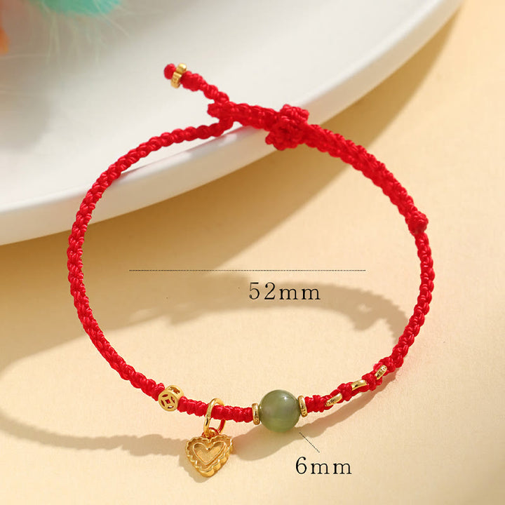 Buddha Stones 925 Sterling Silber Hetian Jade Perle Kupfer Münze Liebe Herz Charm Glück Armband - image 5