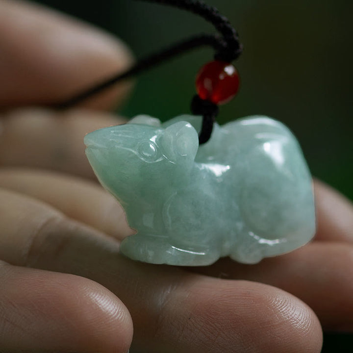 Halskette mit Anhänger Buddha Stones Chinese Zodiac Natural Jade Luck