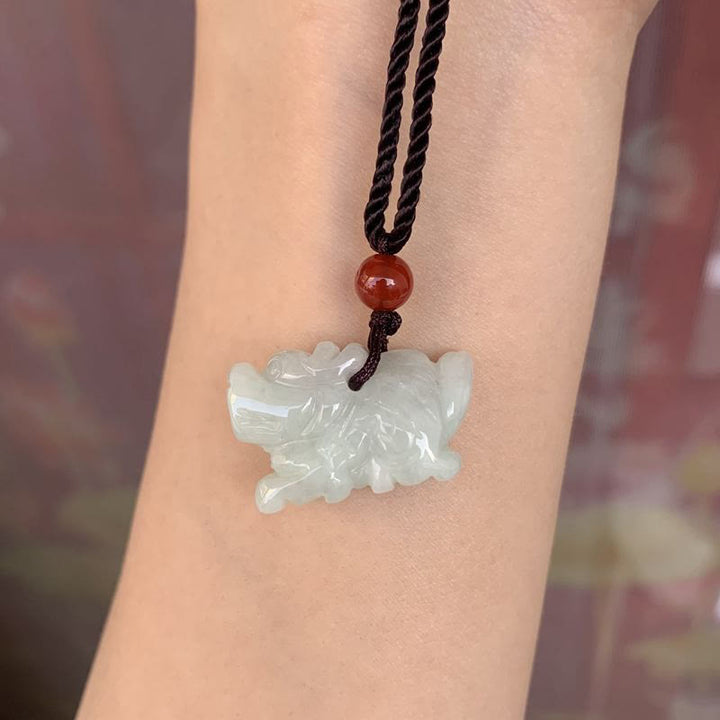 Halskette mit Anhänger Buddha Stones Chinese Zodiac Natural Jade Luck