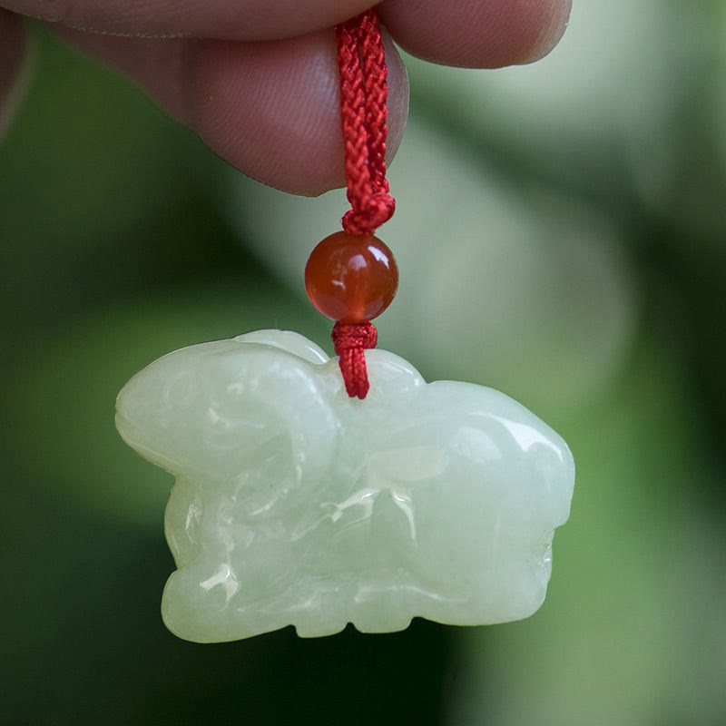 Halskette mit Anhänger Buddha Stones Chinese Zodiac Natural Jade Luck