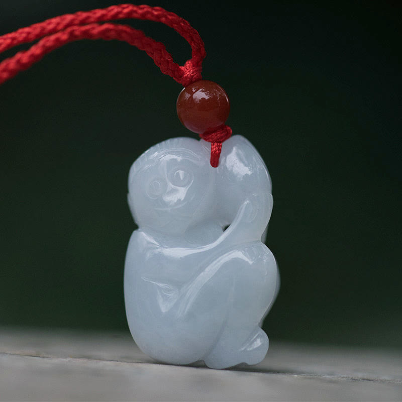 Halskette mit Anhänger Buddha Stones Chinese Zodiac Natural Jade Luck