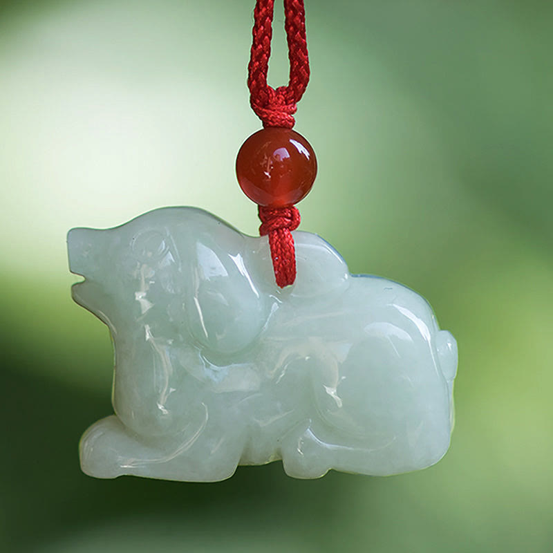 Halskette mit Anhänger Buddha Stones Chinese Zodiac Natural Jade Luck