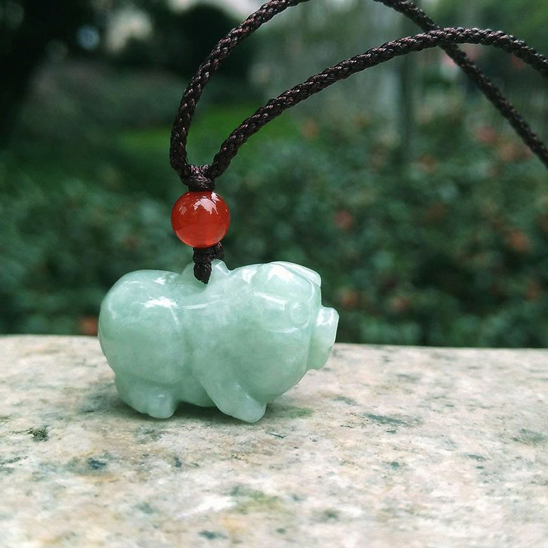 Halskette mit Anhänger Buddha Stones Chinese Zodiac Natural Jade Luck