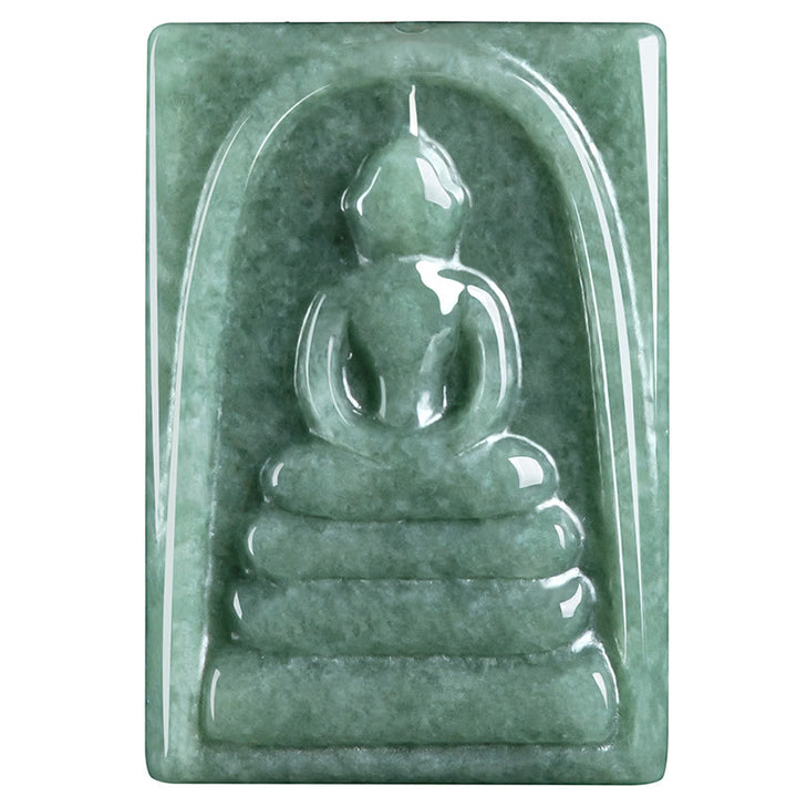 Buddha Stones, formloser Buddha, Jade, quadratisches Amulett, Wohlstands-Halskettenanhänger