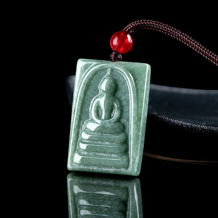 Buddha Stones, formloser Buddha, Jade, quadratisches Amulett, Wohlstands-Halskettenanhänger