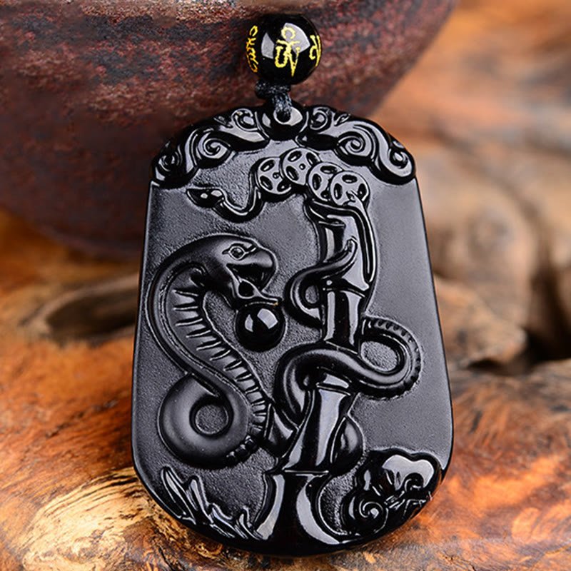 Halskette mit Anhänger Buddha Stones Chinese Zodiac Obsidian Reinigung Erfüllung