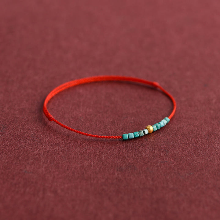 Buddha Stones ​​999 Gold Perlen Türkis Schutz geflochtenes Armband Fußkettchen - image 8
