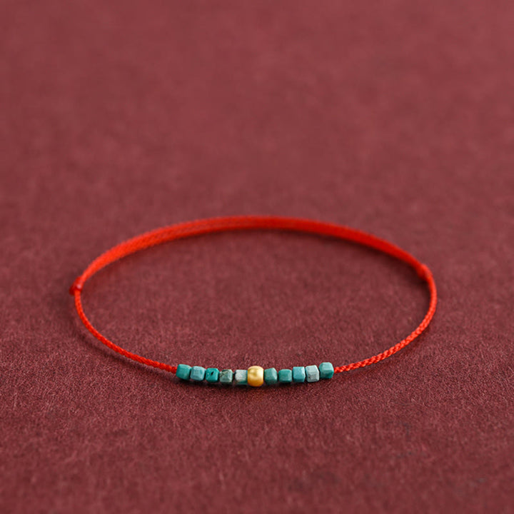 Buddha Stones ​​999 Gold Perlen Türkis Schutz geflochtenes Armband Fußkettchen - image 7