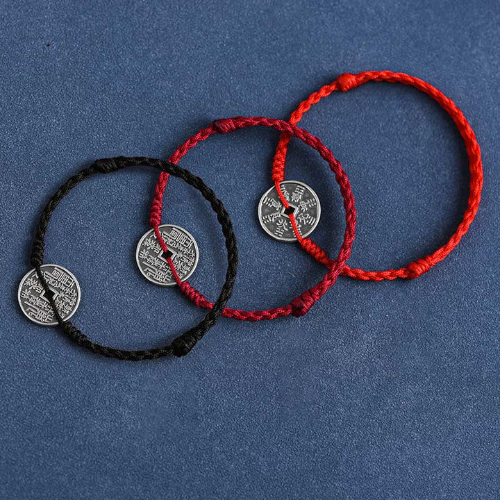 Fußkettchen mit geflochtenem Armband und Münzschutz von Buddha Stones aus 925er Sterlingsilber - image 18