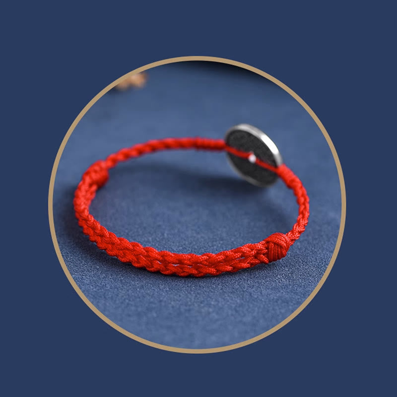 Fußkettchen mit geflochtenem Armband und Münzschutz von Buddha Stones aus 925er Sterlingsilber - image 12