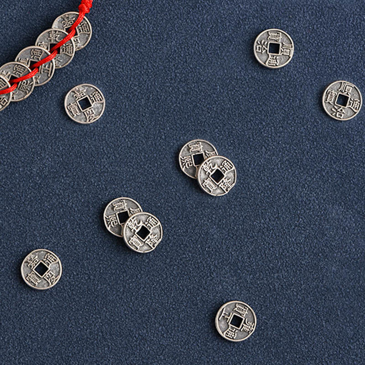 Buddha Stones ​​925 Sterling Silber Fünf Kaiser Münzen Rote Schnur Schutz Glück Geflochtenes Armband Fußkettchen - image 18