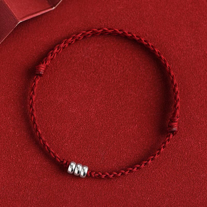 Buddha Stones 925 Sterling Silber Perlen Schutz Glück geflochtenes Armband Fußkettchen