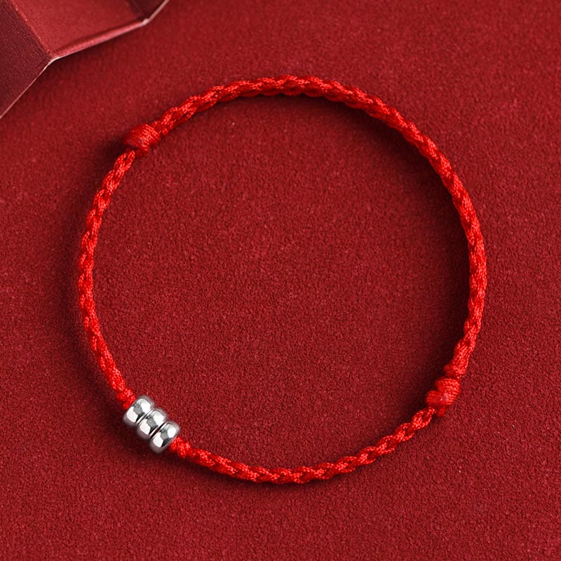 Buddha Stones ​​925 Sterling Silber Perlen Schutz Glück geflochtenes Armband Fußkettchen - Rotes Seil - Armband (Handgelenkumfang 15-20 cm) - image 8