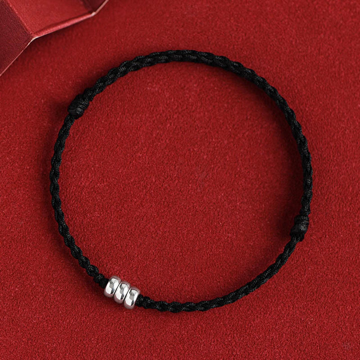 Buddha Stones ​​925 Sterling Silber Perlen Schutz Glück geflochtenes Armband Fußkettchen - Schwarzes Seil - Armband (Handgelenkumfang 15-20 cm) - image 15