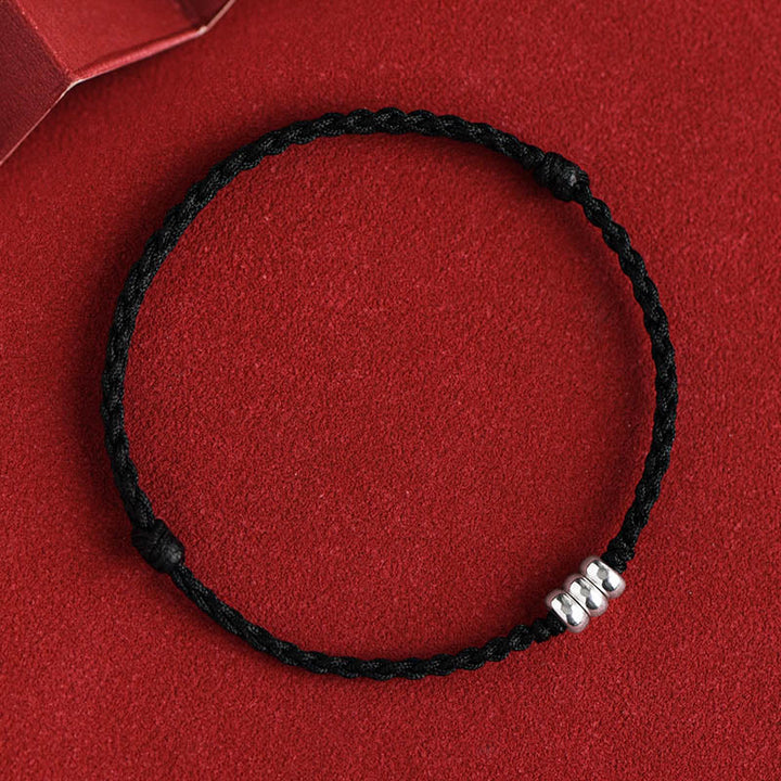 Buddha Stones ​​925 Sterling Silber Perlen Schutz Glück geflochtenes Armband Fußkettchen - Schwarzes Seil - Fußkettchen (Umfang 18-30 cm) - image 16