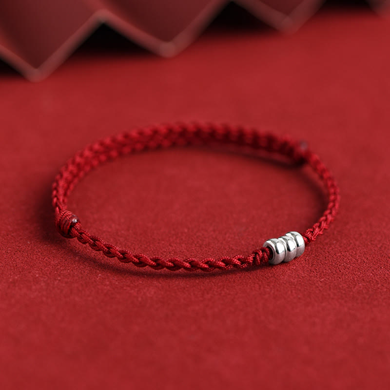 Buddha Stones ​​925 Sterling Silber Perlen Schutz Glück geflochtenes Armband Fußkettchen - image 3