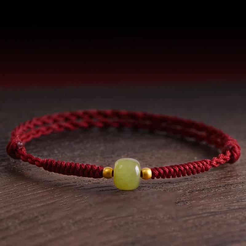 Buddha Stones, natürliche Hetian-Jade, 999 Goldperlen, Schutz, Glück, geflochtenes Armband, Fußkettchen - image 0