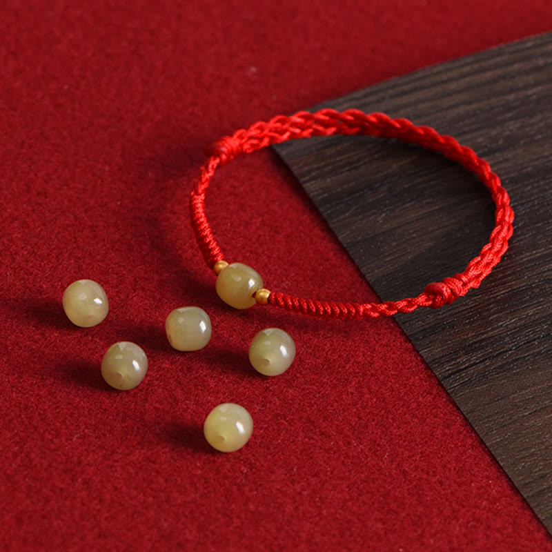 Buddha Stones, natürliche Hetian-Jade, 999 Goldperlen, Schutz, Glück, geflochtenes Armband, Fußkettchen - image 15