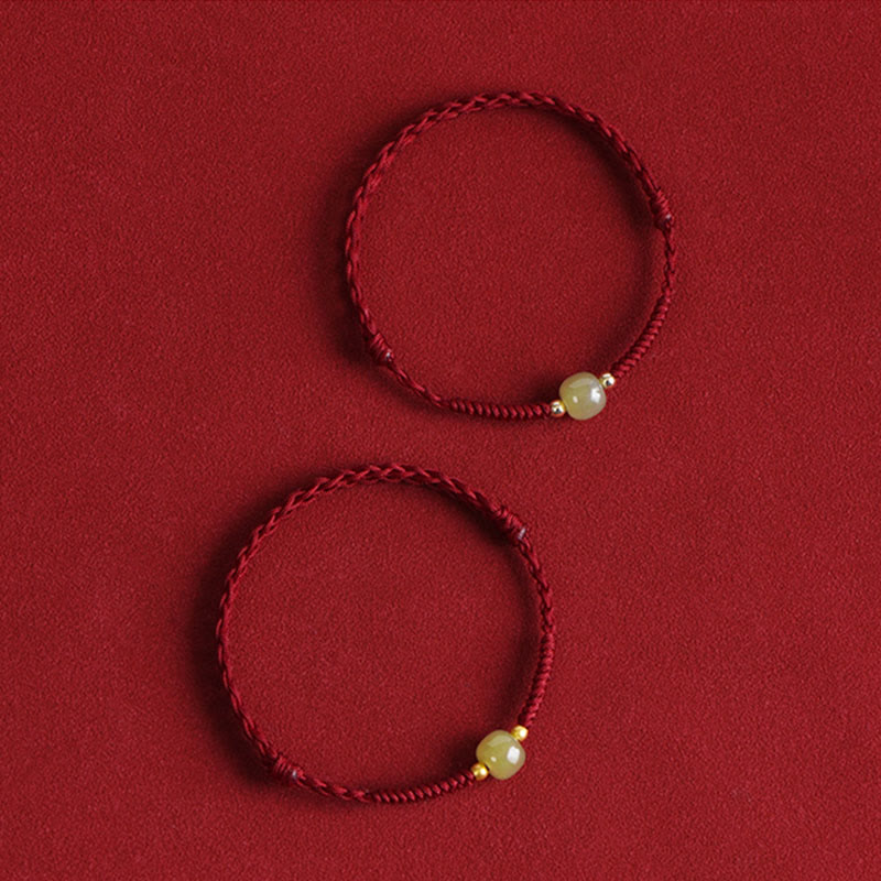 Buddha Stones, natürliche Hetian-Jade, 999 Goldperlen, Schutz, Glück, geflochtenes Armband, Fußkettchen - image 4