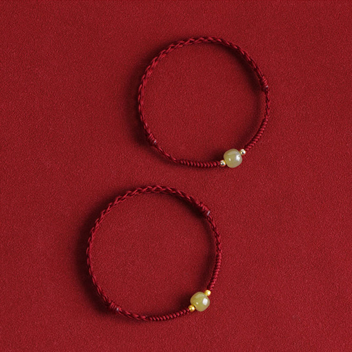 Buddha Stones, natürliche Hetian-Jade, 999 Goldperlen, Schutz, Glück, geflochtenes Armband, Fußkettchen - image 4