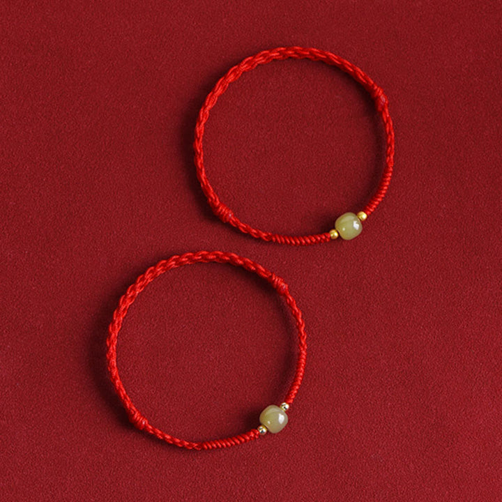 Buddha Stones, natürliche Hetian-Jade, 999 Goldperlen, Schutz, Glück, geflochtenes Armband, Fußkettchen - image 14