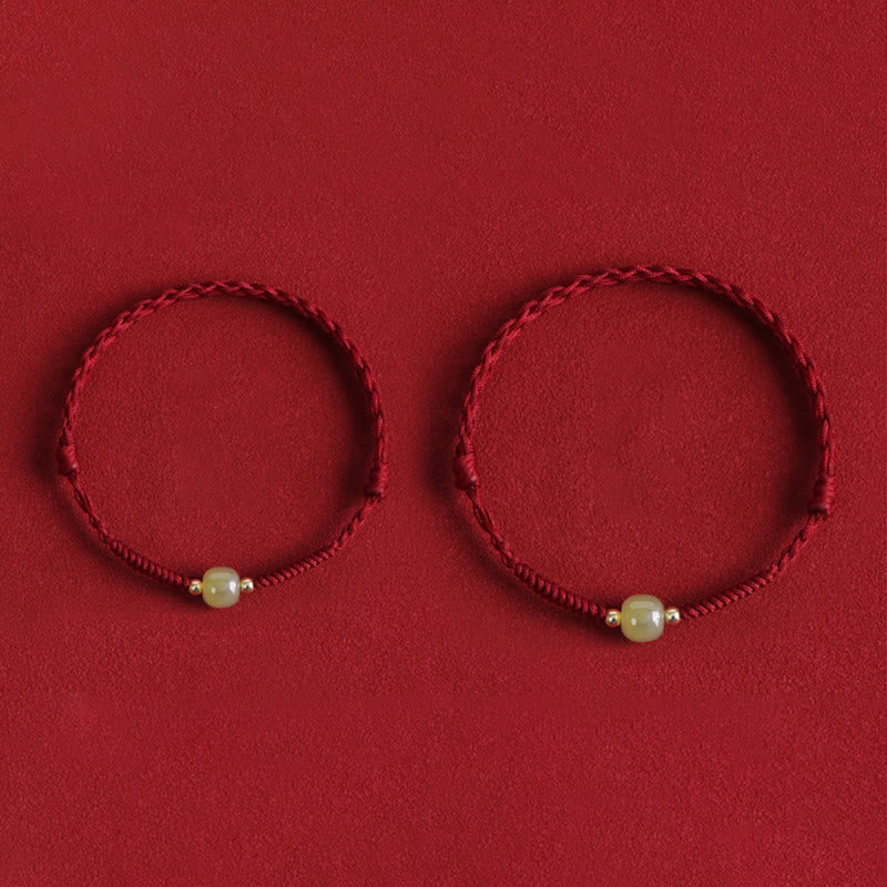 Buddha Stones, natürliche Hetian-Jade, 999 Goldperlen, Schutz, Glück, geflochtenes Armband, Fußkettchen - image 3