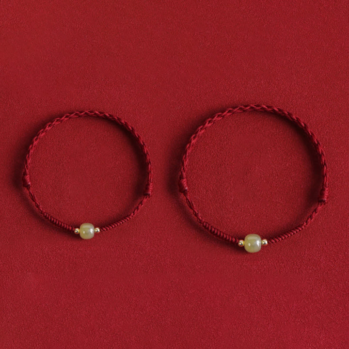 Buddha Stones, natürliche Hetian-Jade, 999 Goldperlen, Schutz, Glück, geflochtenes Armband, Fußkettchen - image 3