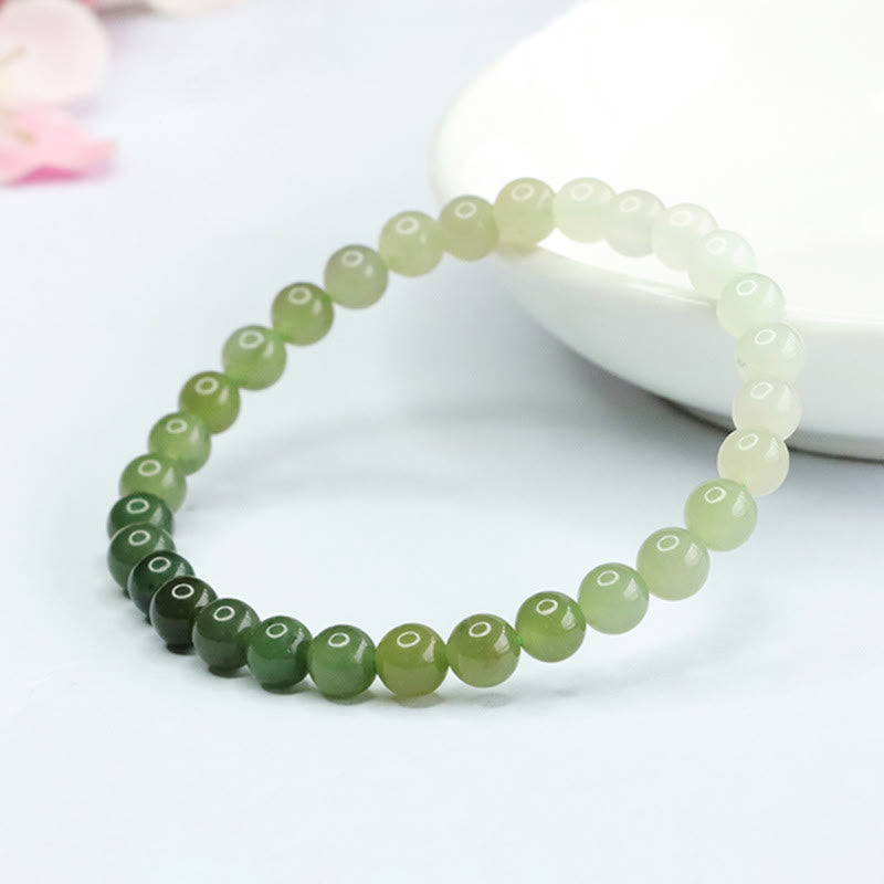 Armband aus Hetian-Jade mit Farbverlauf und Buddha Stones