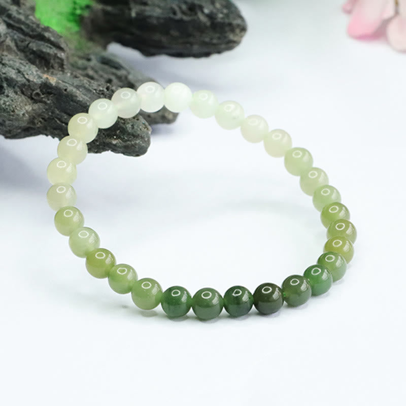 Armband aus Hetian-Jade mit Farbverlauf und Buddha Stones