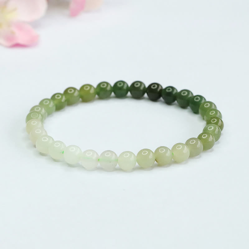 Armband aus Hetian-Jade mit Farbverlauf und Buddha Stones