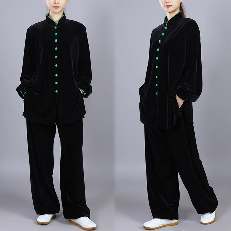 Buddha Stones 2-teiliges Herbst-Winter-Tai-Chi-Meditations-Qigong-Zen-Praxis-Unisex-Velours-Plüsch-Kleidungsset - image 1