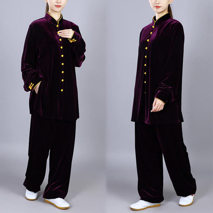 Buddha Stones 2-teiliges Herbst-Winter-Tai-Chi-Meditations-Qigong-Zen-Praxis-Unisex-Velours-Plüsch-Kleidungsset - image 18