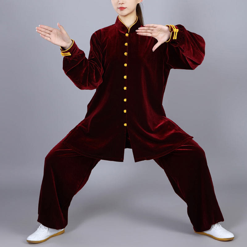 Buddha Stones 2-teiliges Herbst-Winter-Tai-Chi-Meditations-Qigong-Zen-Praxis-Unisex-Velours-Plüsch-Kleidungsset - image 8