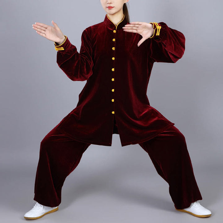 Buddha Stones 2-teiliges Herbst-Winter-Tai-Chi-Meditations-Qigong-Zen-Praxis-Unisex-Velours-Plüsch-Kleidungsset - image 8