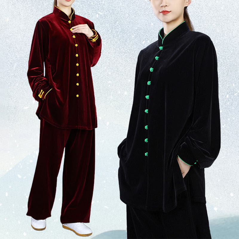 Buddha Stones 2-teiliges Herbst-Winter-Tai-Chi-Meditations-Qigong-Zen-Praxis-Unisex-Velours-Plüsch-Kleidungsset - image 21