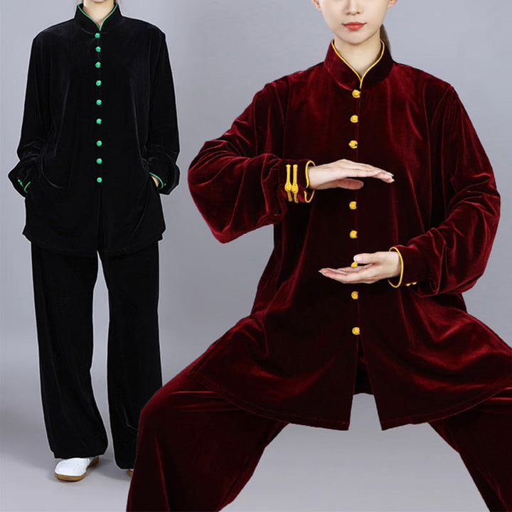 Buddha Stones 2-teiliges Herbst-Winter-Tai-Chi-Meditations-Qigong-Zen-Praxis-Unisex-Velours-Plüsch-Kleidungsset - image 20