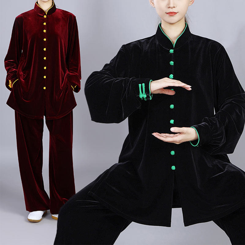 Buddha Stones 2-teiliges Herbst-Winter-Tai-Chi-Meditations-Qigong-Zen-Praxis-Unisex-Velours-Plüsch-Kleidungsset - image 19