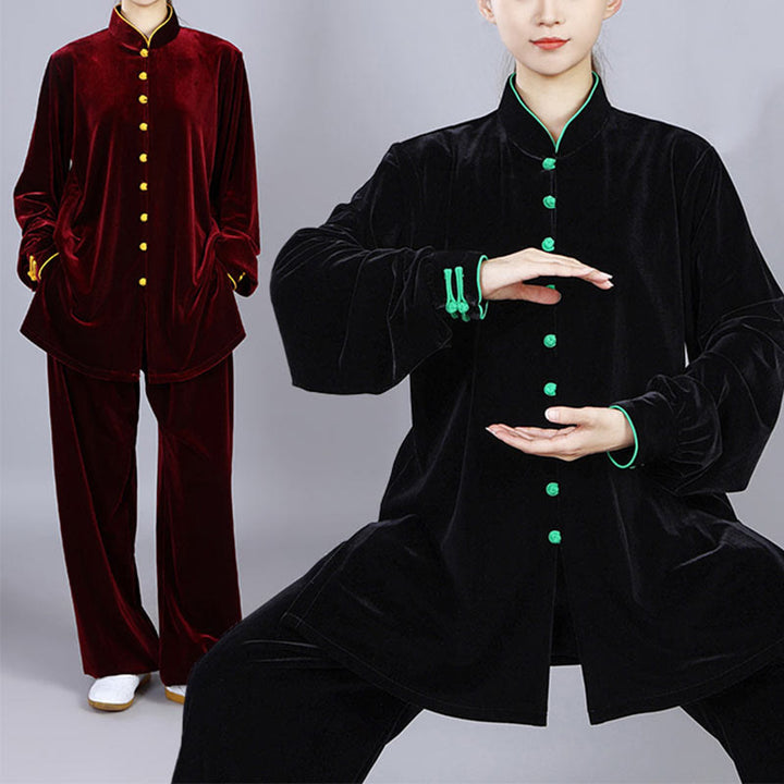 Buddha Stones 2-teiliges Herbst-Winter-Tai-Chi-Meditations-Qigong-Zen-Praxis-Unisex-Velours-Plüsch-Kleidungsset - image 19