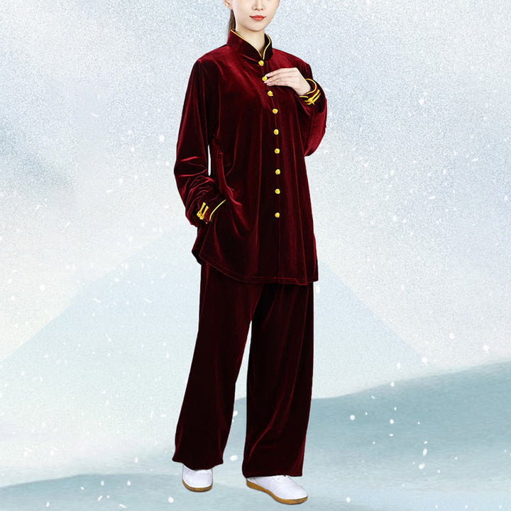 Buddha Stones 2-teiliges Herbst-Winter-Tai-Chi-Meditations-Qigong-Zen-Praxis-Unisex-Velours-Plüsch-Kleidungsset - image 10