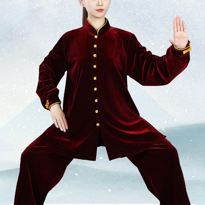 Buddha Stones 2-teiliges Herbst-Winter-Tai-Chi-Meditations-Qigong-Zen-Praxis-Unisex-Velours-Plüsch-Kleidungsset - image 11