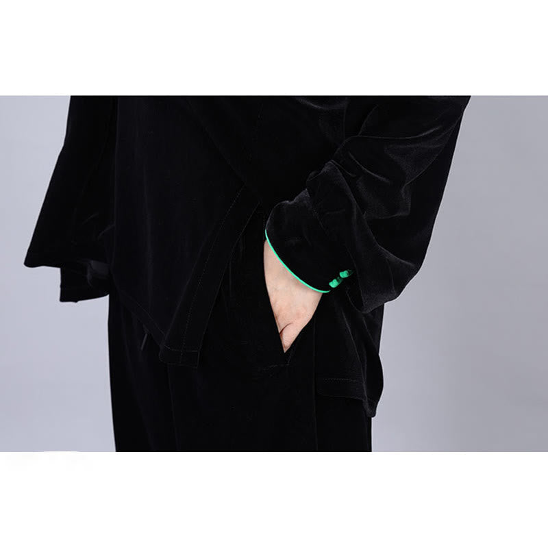 Buddha Stones 2-teiliges Herbst-Winter-Tai-Chi-Meditations-Qigong-Zen-Praxis-Unisex-Velours-Plüsch-Kleidungsset - image 5